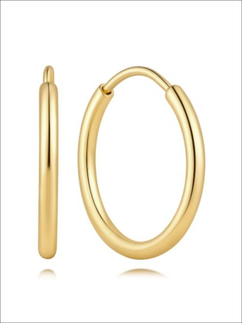 14K Gold Plated Hoop Earrings Oval Lightweight 7 Sizes